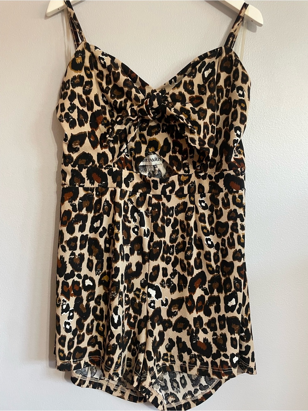 Almost Famous Leopard Print Romper - Beige, Black, Brown